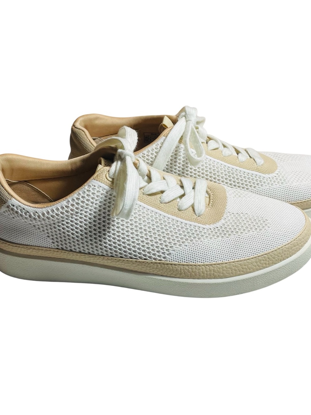 Vionic Galia Athletic Lace-up Sneakers Beige White Orthotic Comfort Knit Size 10